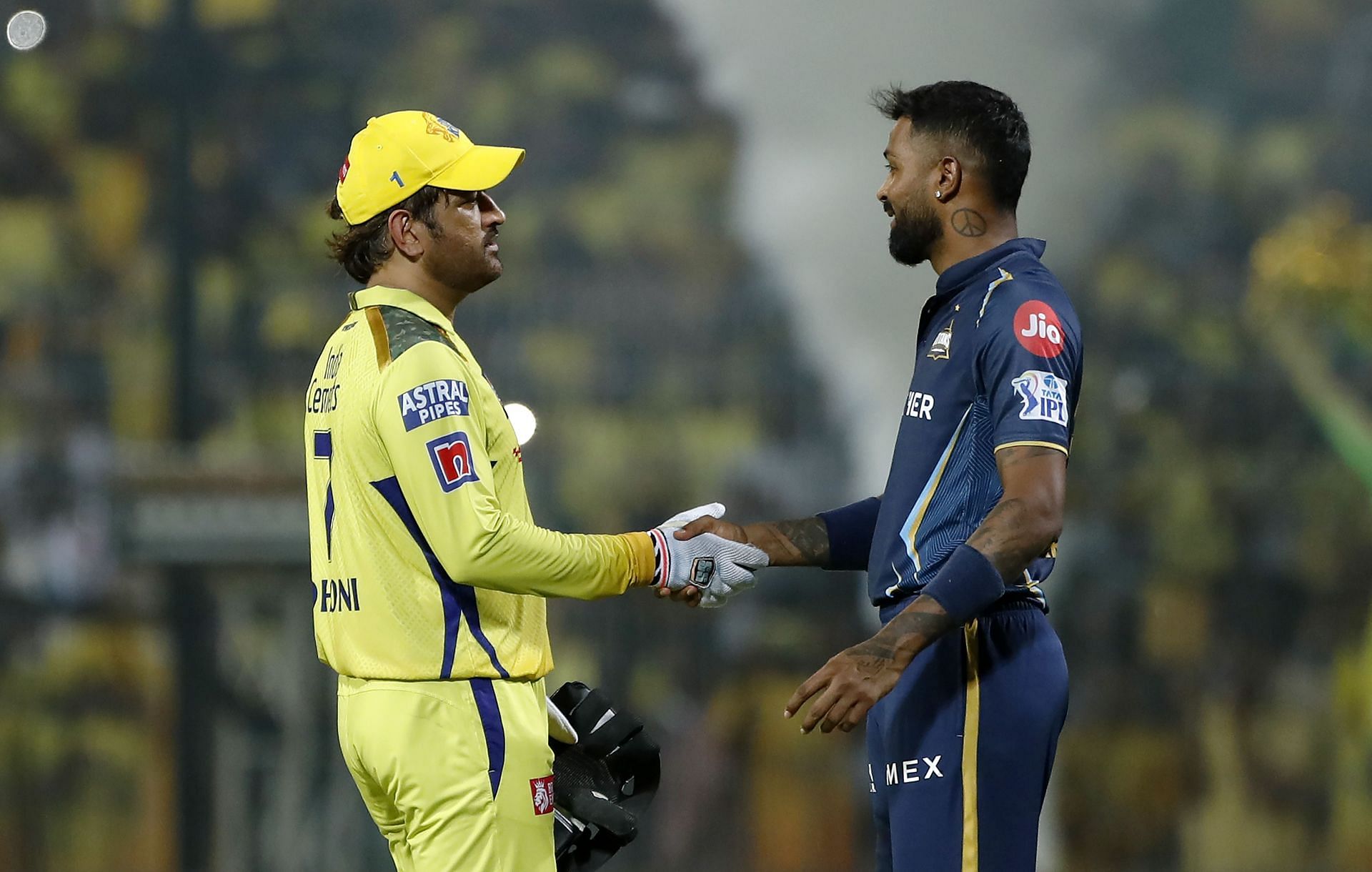 MS Dhoni with Hardik Pandya during the IPL 2023 playoffs (Image: Getty)