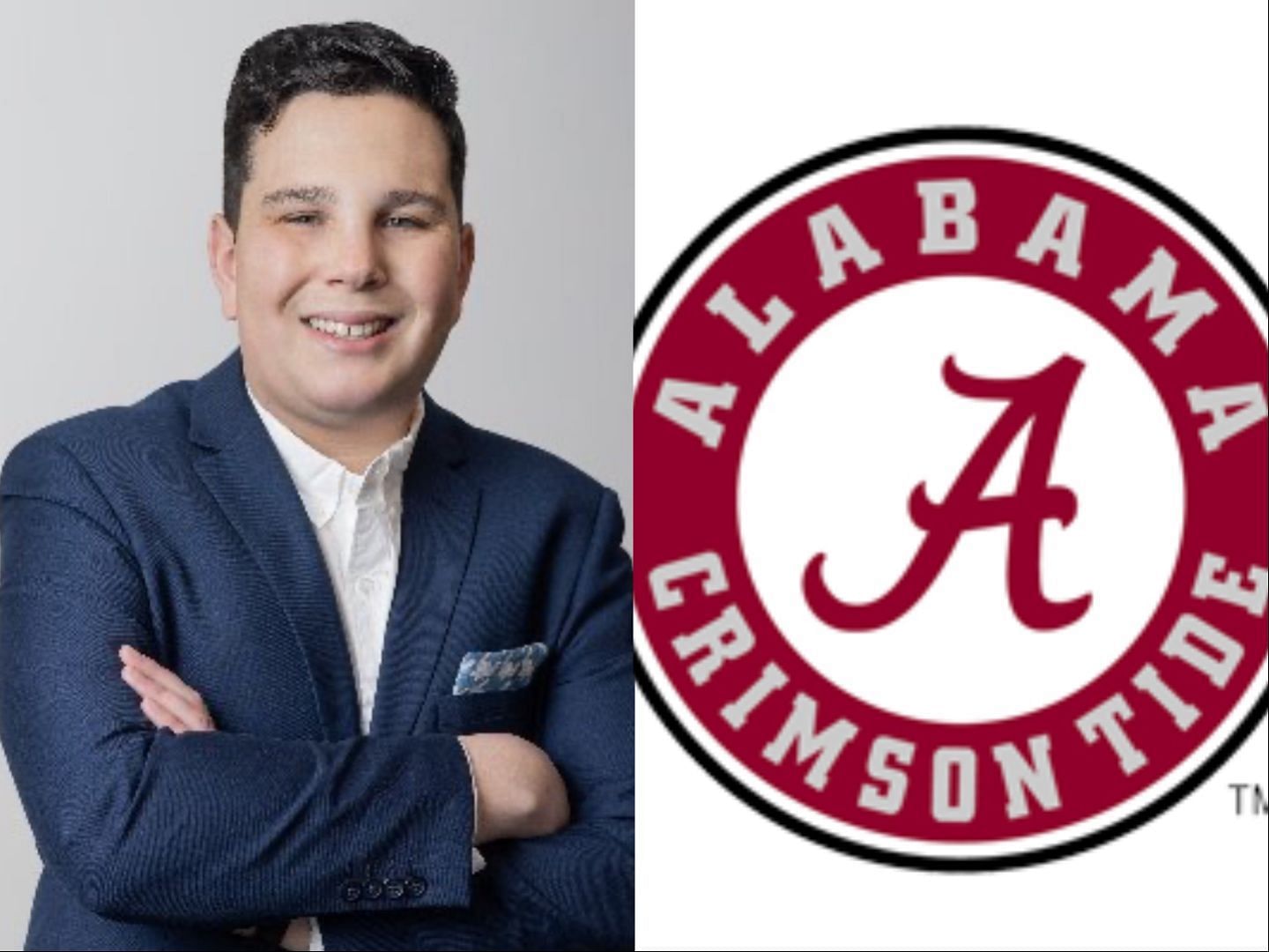 Pete Nakos and Alabama Crimson Tide logo collage