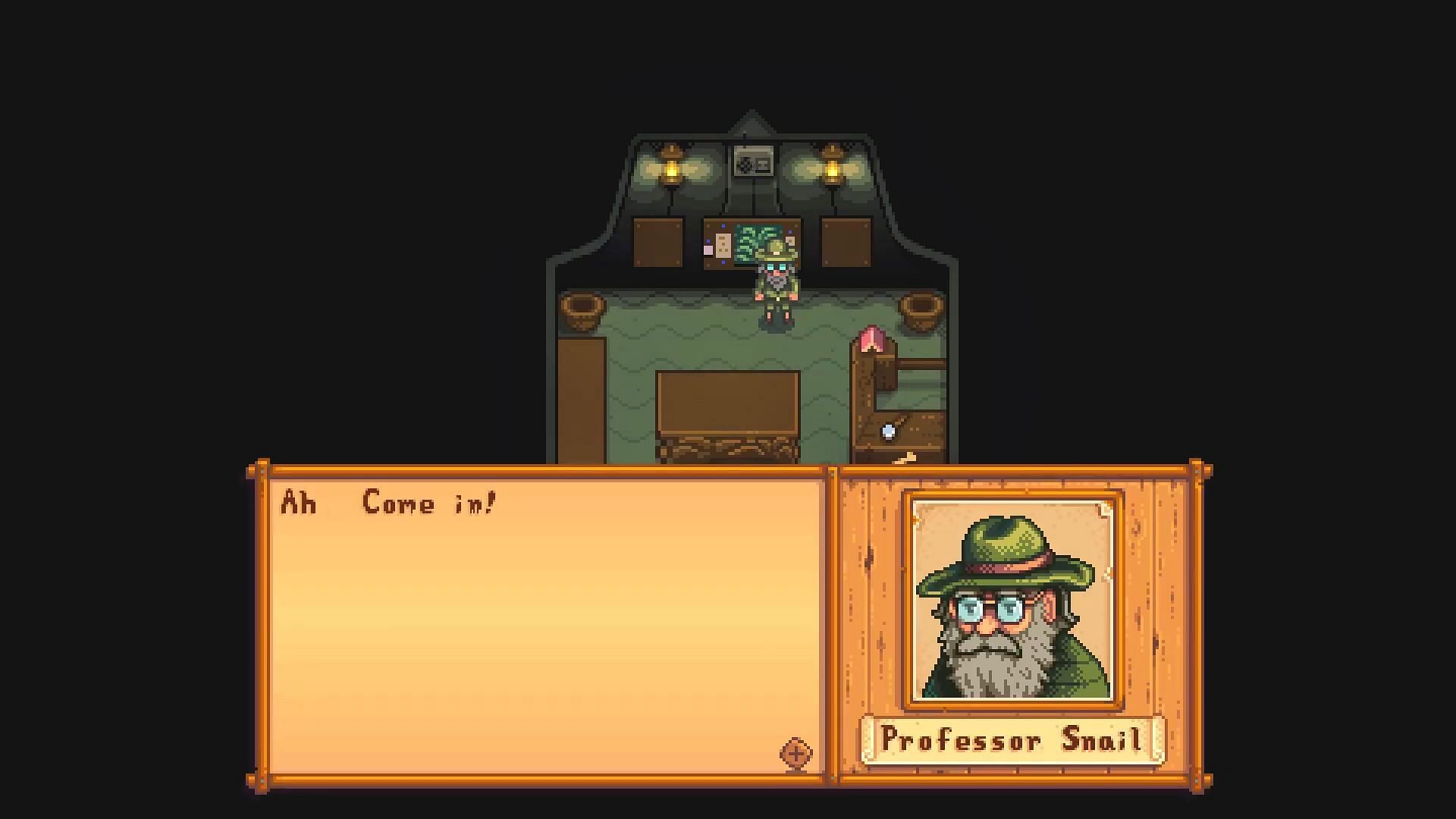 Complete Professor Snail&#039;s survey at the Island Field Office (Image via ConcernedApe)