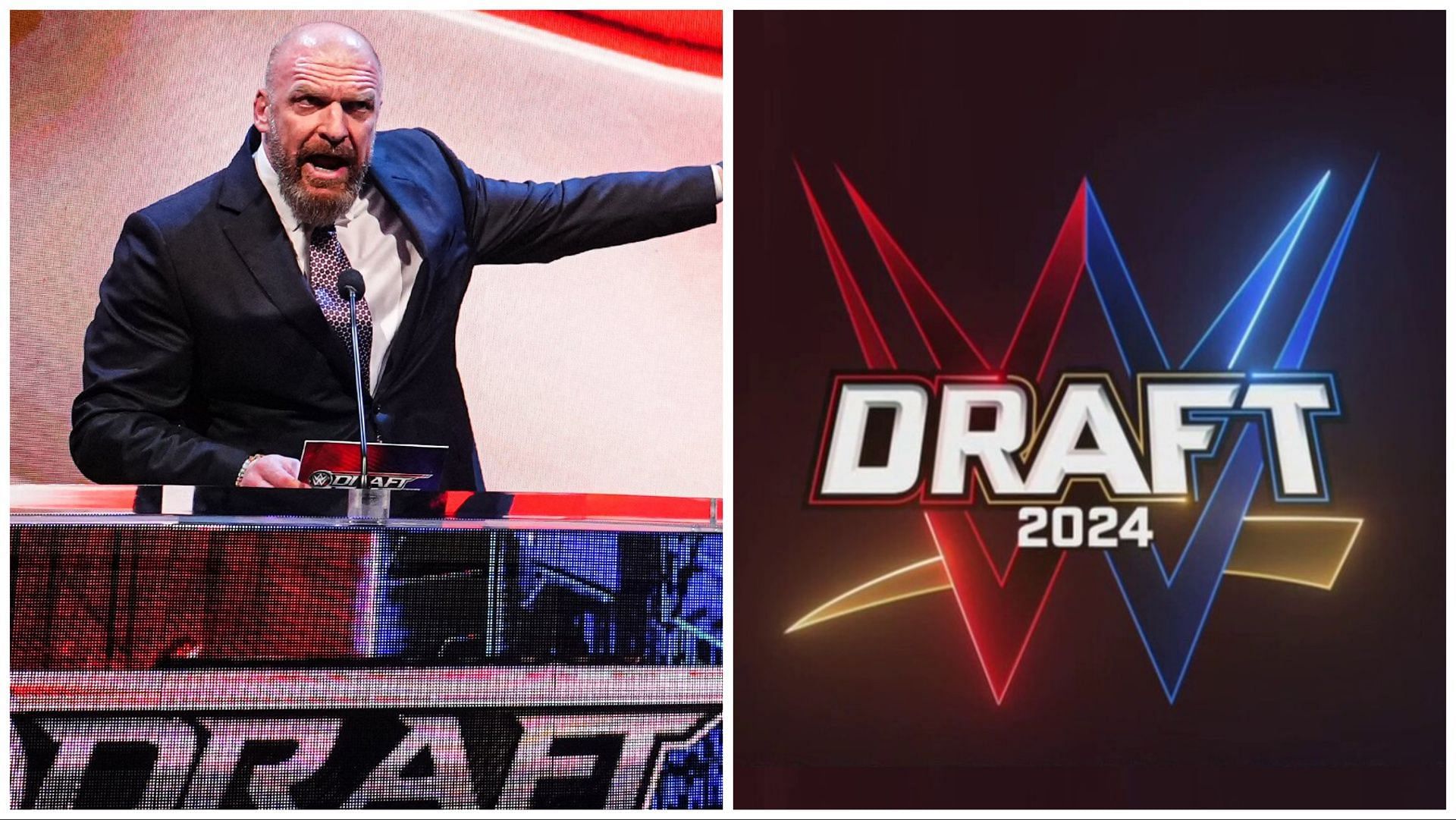 Triple H hosts the WWE Draft, the official logo for the 2024 Draft