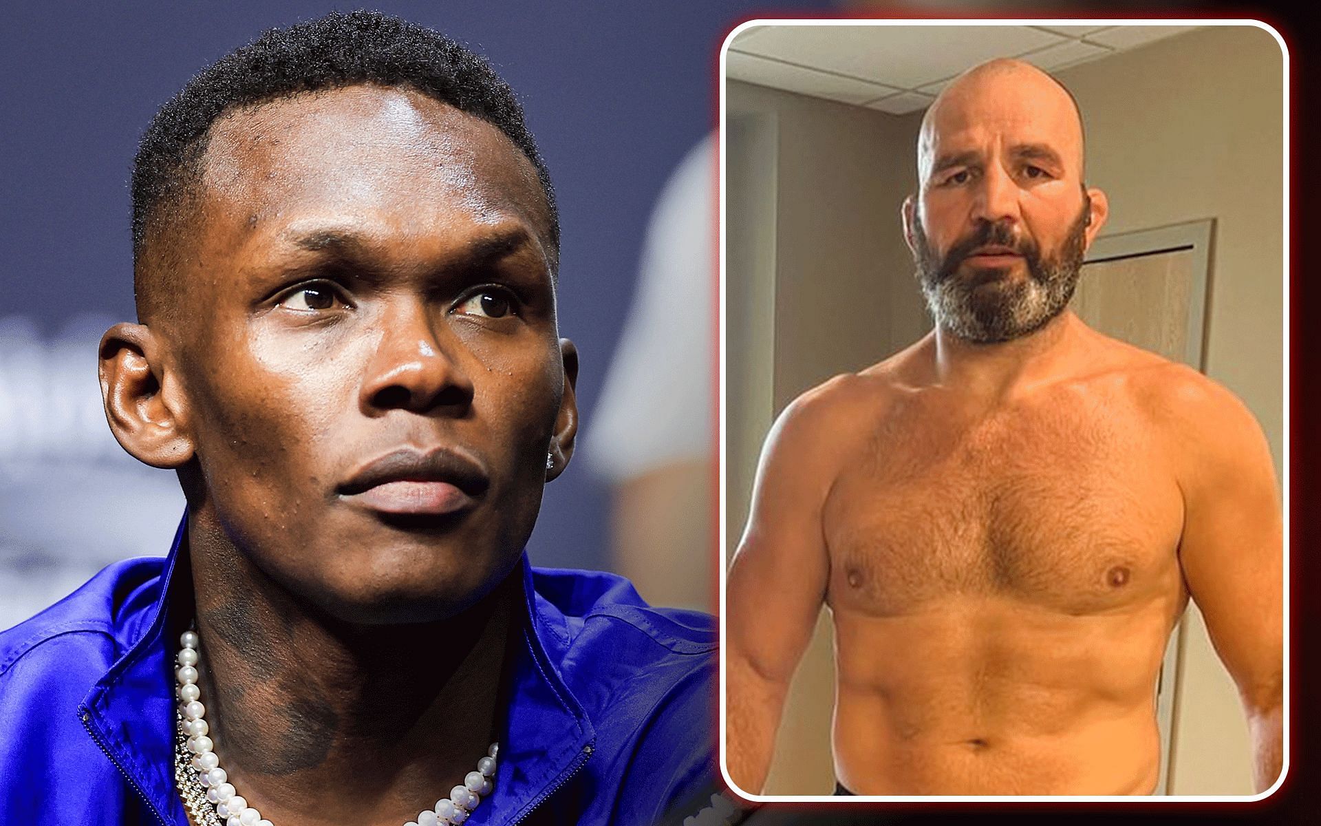 Glover Teixeira (right) on Israel Adesanya (left) helping UFC 300 title challenger [Image via: Getty Images and @gloverteixeira on Instagram] 
