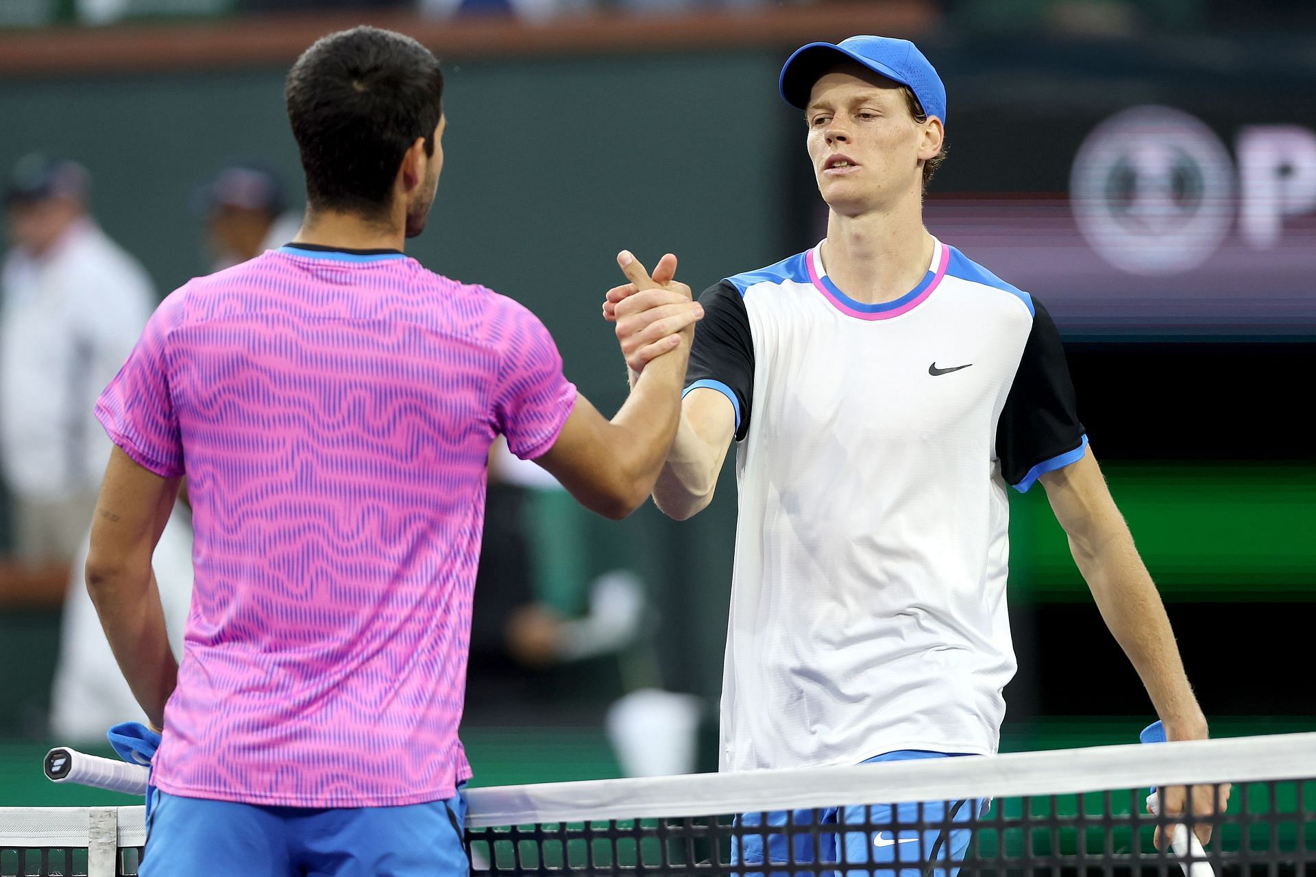 Jannik Sinner and Carlos Alcaraz at the Indian Wells Open 2024