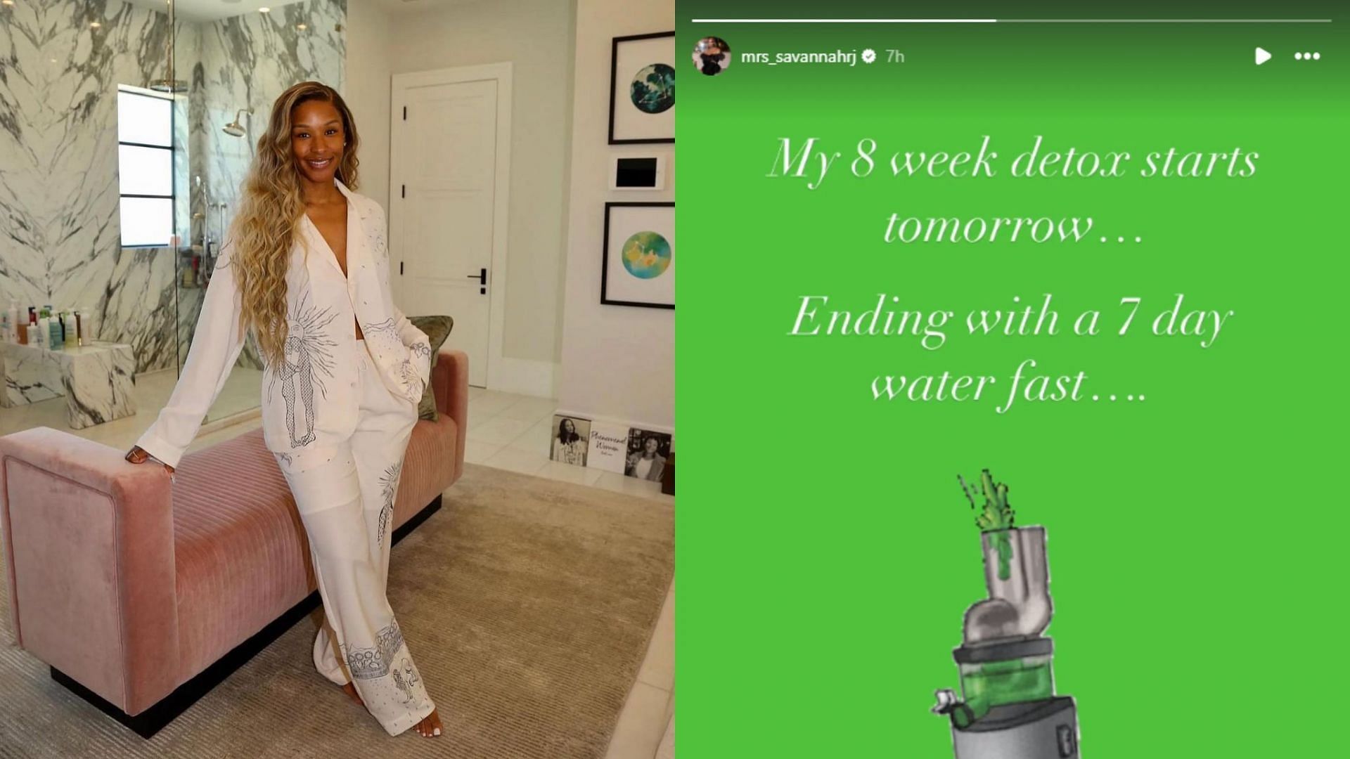 Savannah James announces going on a detox in an Instagram Story