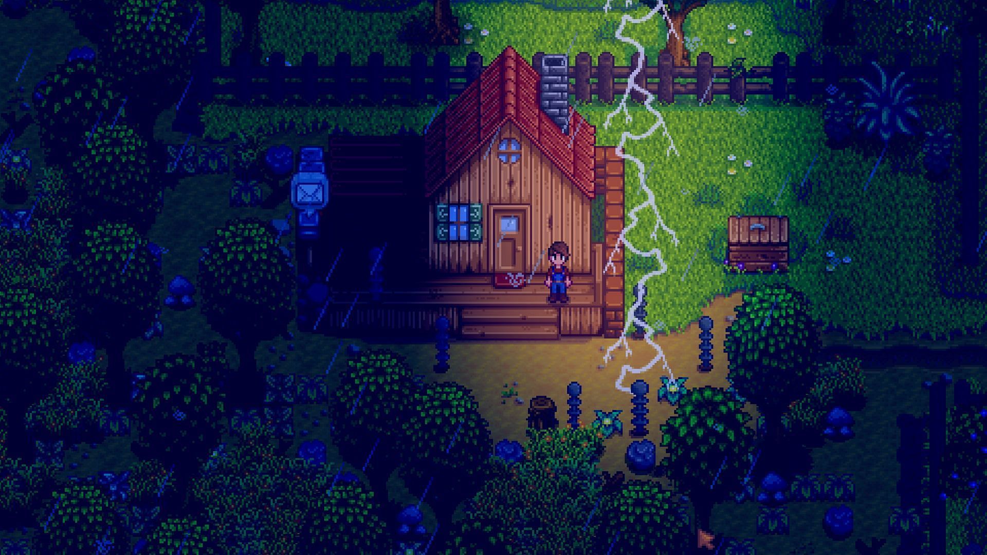 Spacecore stardew. Громоотвод Стардью. Stardew Valley Себастьян арт. Stardew Valley фон.