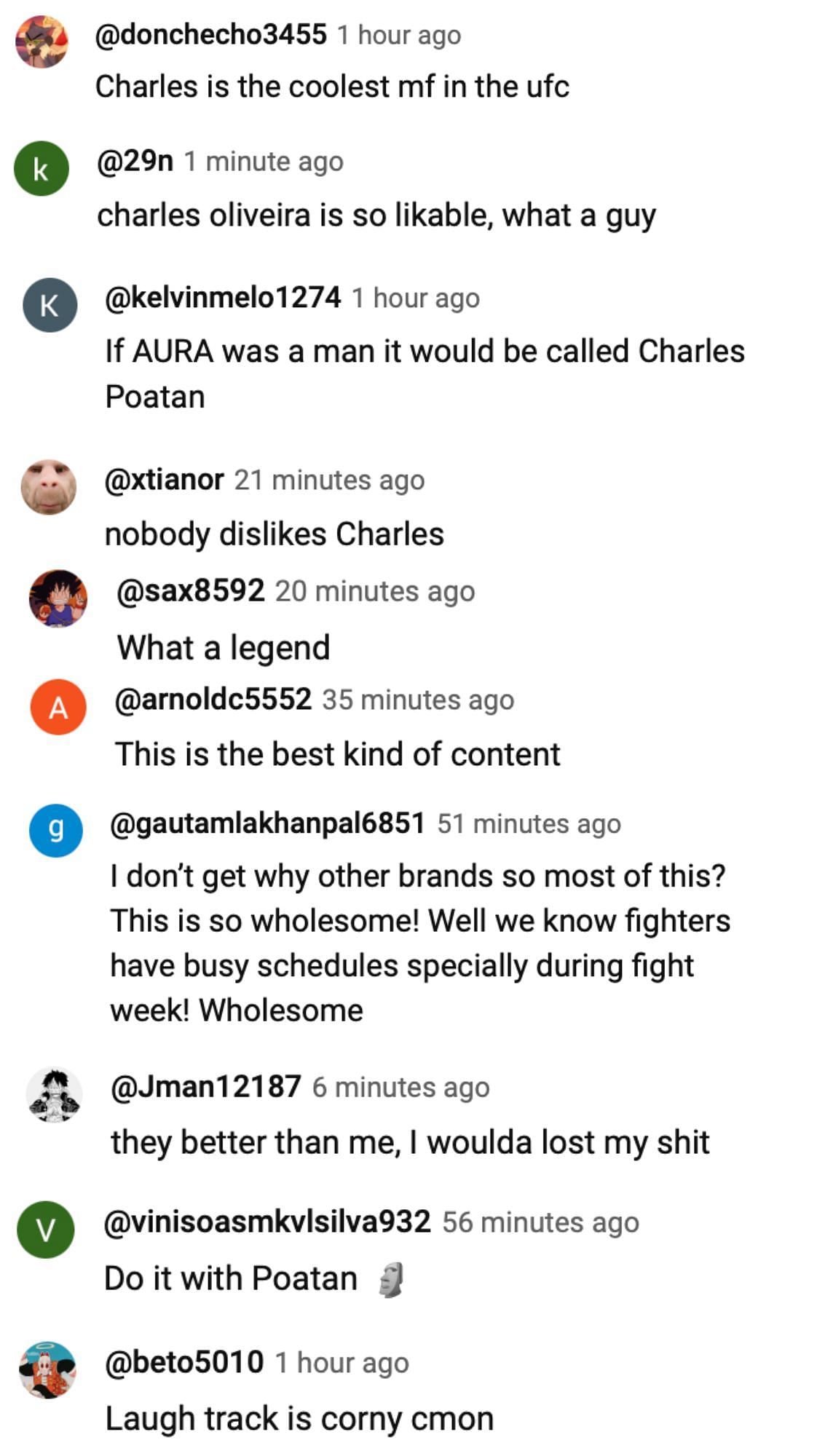 Fans reacting to Charles Oliveira sneaking up on fans on YouTube [via Full Violence on YouTube]