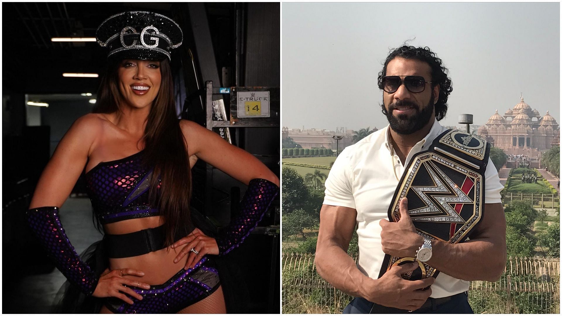 Chelsea Green (left), and Jinder Mahal (right).