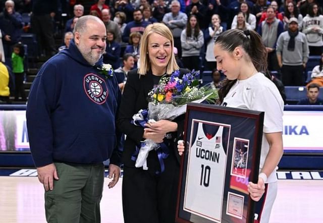 Nika Muhl with her parents Darko and Roberta at UConn