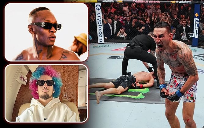 WATCH: Israel Adesanya, Sean O'Malley, and others' immediate cage-side reactions as Max Holloway DROPS JAWS at UFC 300