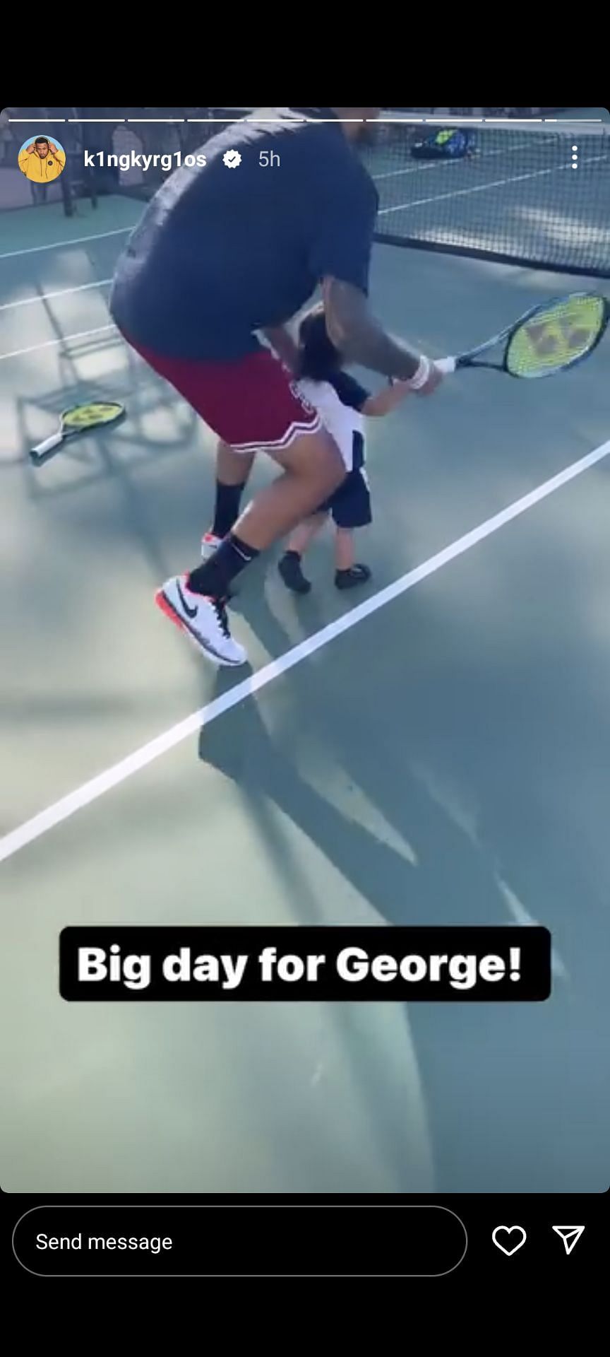 Nick Kyrgios&#039; Instagram post featuring his 1-year-old nephew George playing tennis