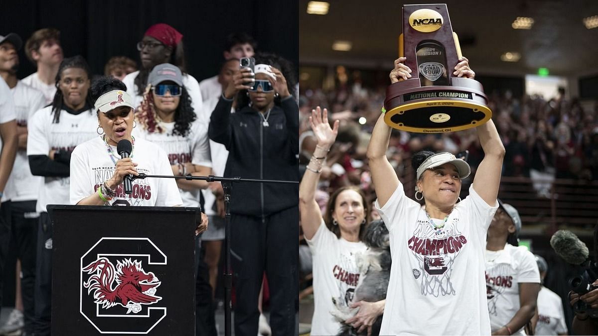 WATCH Dawn Staley makes grand Rolls Royce entry holding 2024 NCAA