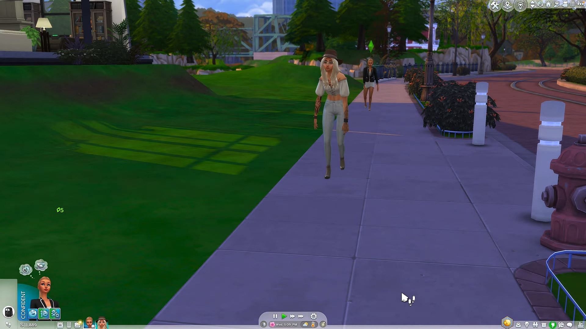 A Sim with a modified work outfit returning home (Image via Electronic Arts || YouTube/Sims Hidden Gems)
