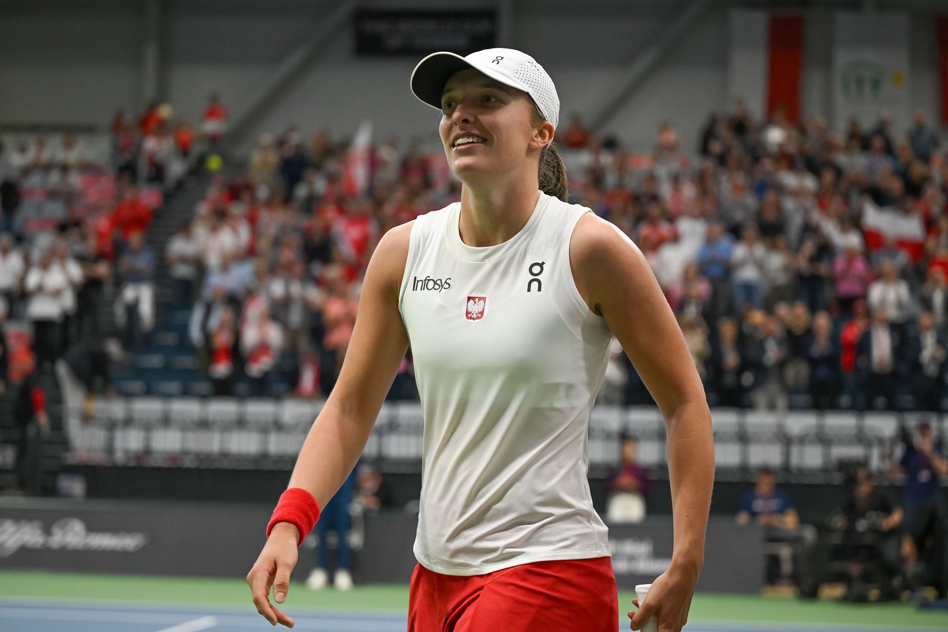 Iga Swiatek at the Billie Jean King Cup Qualifier between Switzerland and Poland