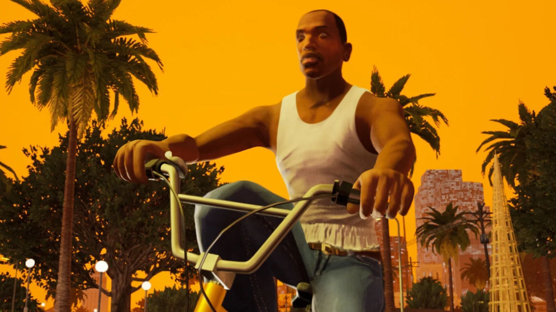 Grand Theft Auto San Andreas Definitive Edition on mobile via Netflix restores the original lighting (Image via Rockstar Games)