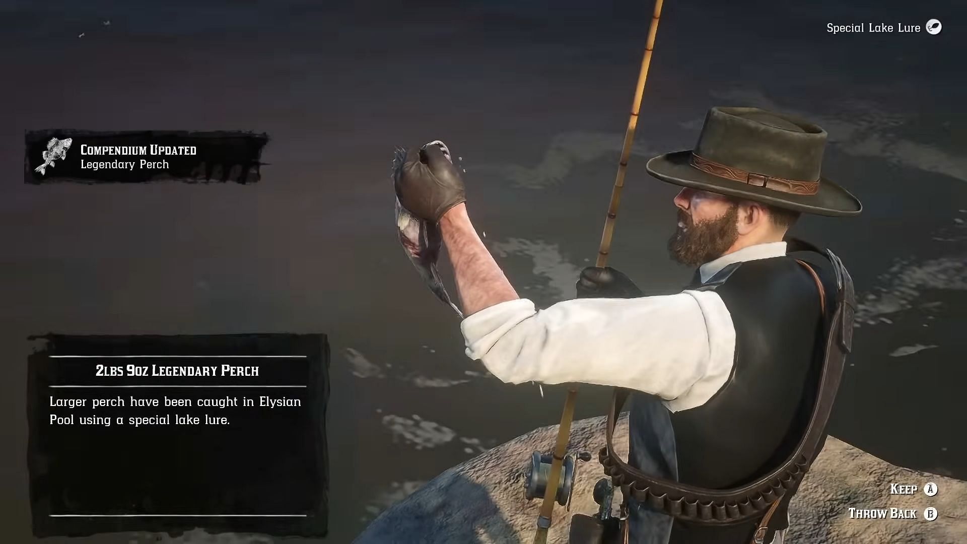 The Legendary Perch fish is easy to catch (Image via Rockstar Games || YouTube/Reptac)