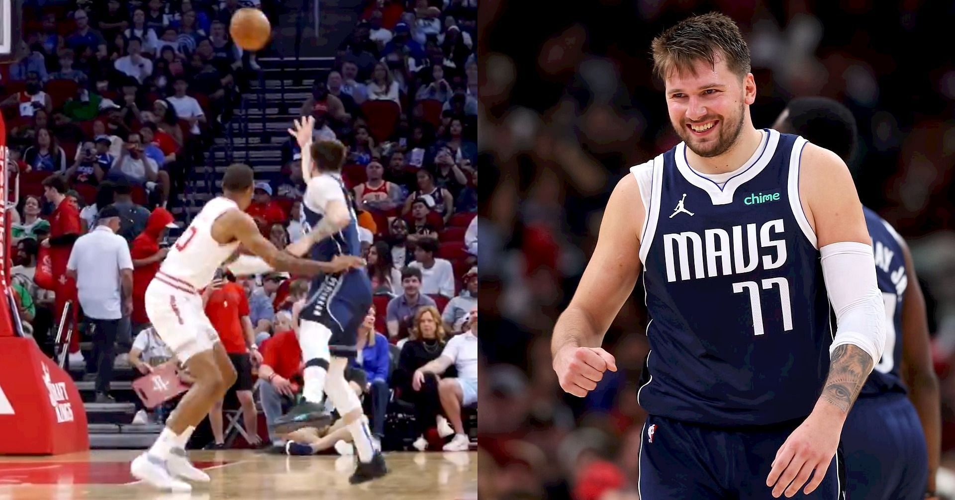 Luka Doncic toys with Rockets forward, sinks circus shot for 37th point in 3rd quarter