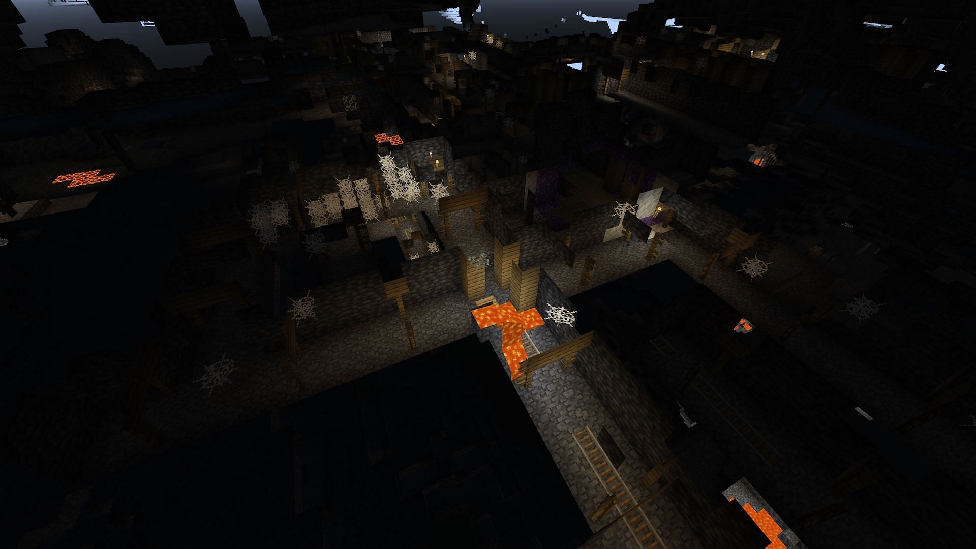 Mineshafts are great to mine in but dangerous due to the mobs found within (Image via Mojang)