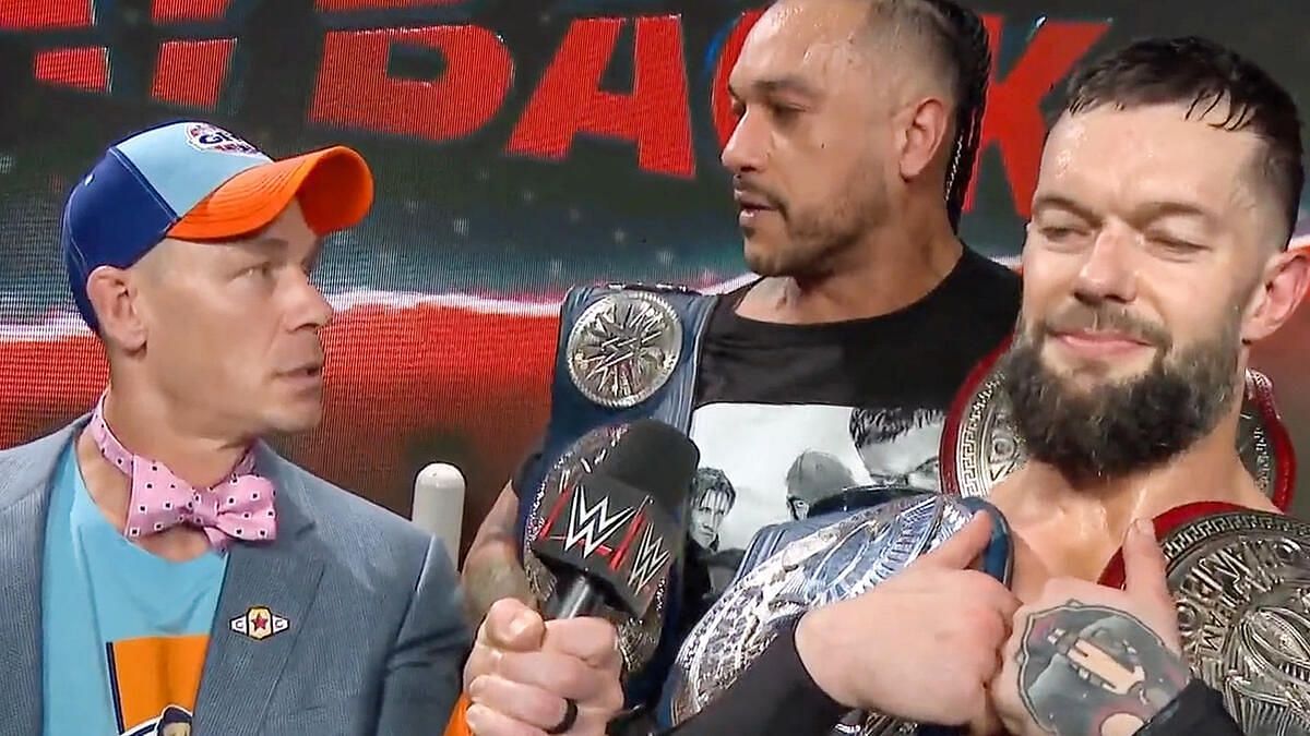 John Cena interviews Damian Priest and Finn Balor at Payback 2023