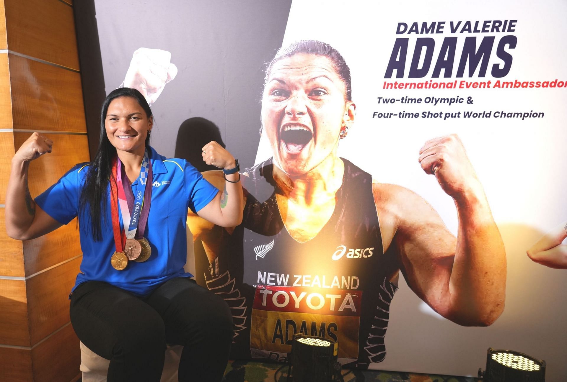 Dame Valerie Adams in Bengaluru as the event ambassador for the TCS World 10K Bengaluru