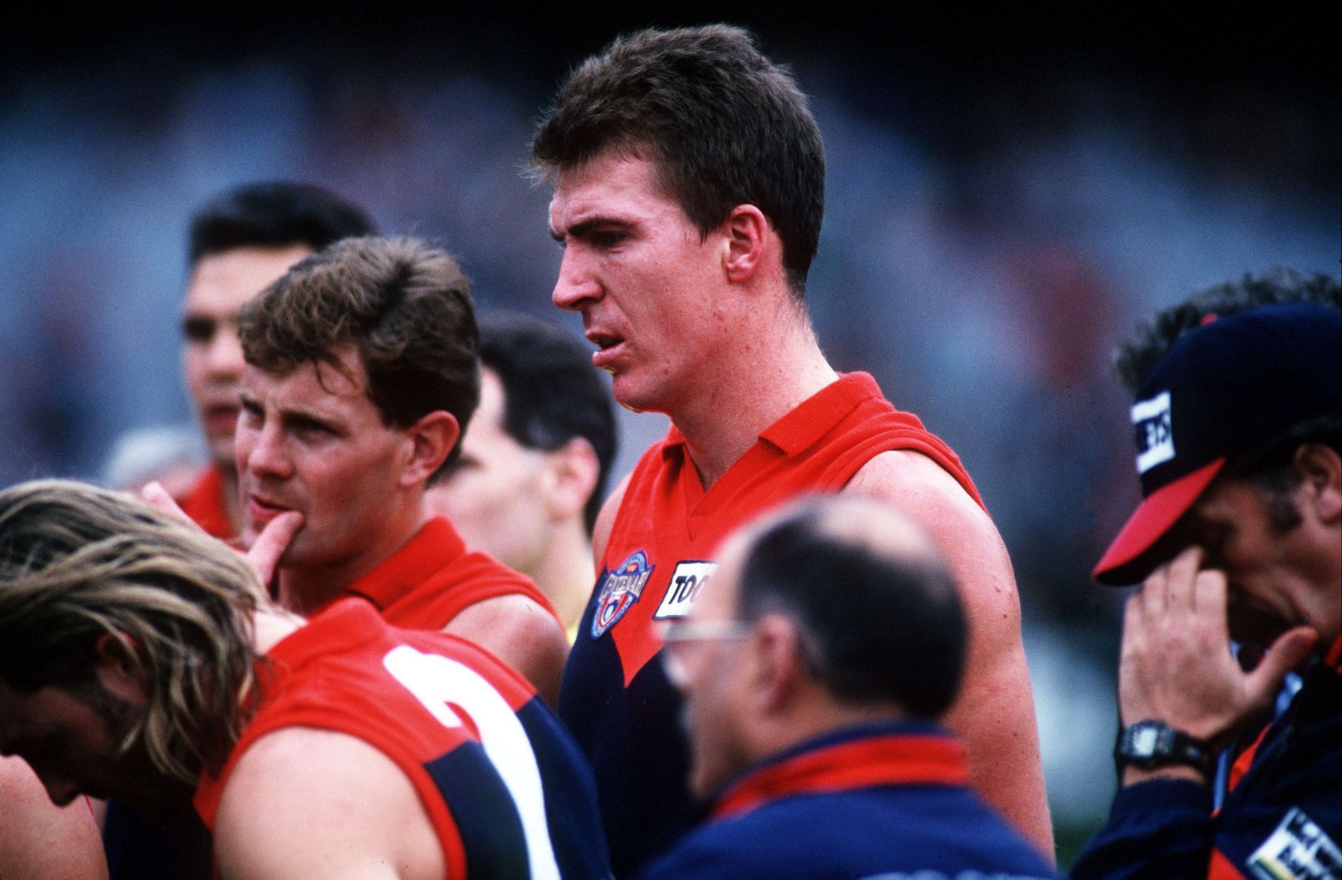 Jim Stynes playing for the Melbourne Demons