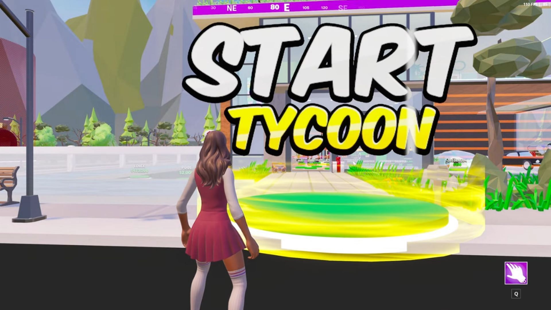 The Start Tycoon button on the TikTok Tycoon map (Image via YouTube/MBT)
