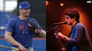 PHOTO: Brandon Nimmo shares frame with Grammy-winning singer John Mayer after Mets vs. Dodgers showdown