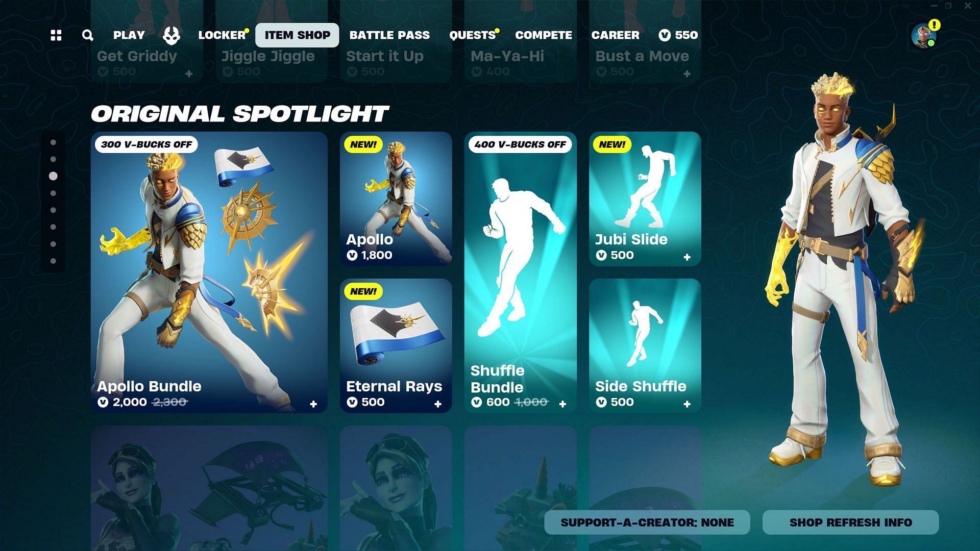 Apollo skin is currently listed in the Item Shop (Image via Epic Games/Fortnite)