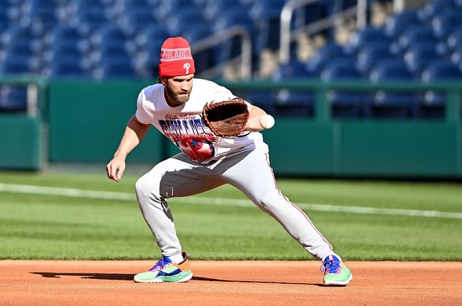 Photo: Bryce Harper goes high fashion with Drew House mascot hoodie and luxe leather bag