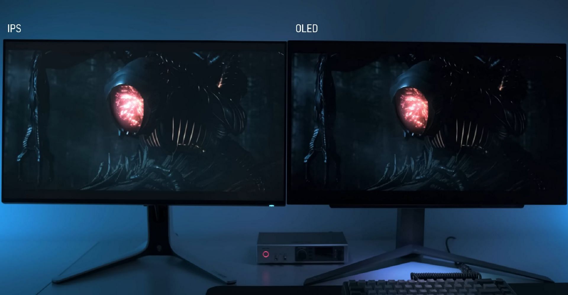 A movie running on IPS on the left vs OLED on the right (Image via Techless/YouTube)