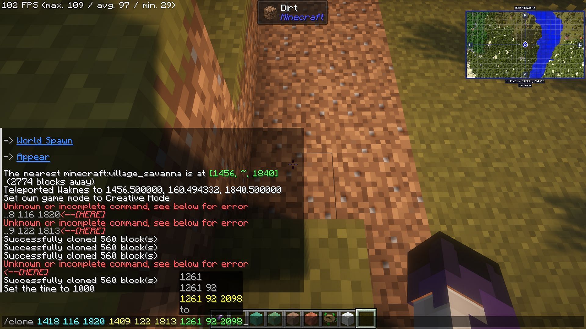 Getting the orientation of the final paste is the hardest part of using the clone command (Image via Mojang)