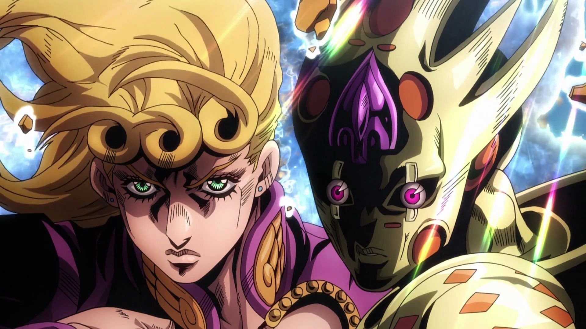 Giorno Giovanna - one of the most popular anime characters in JJBA seen along with his Stand (Image via David Production)