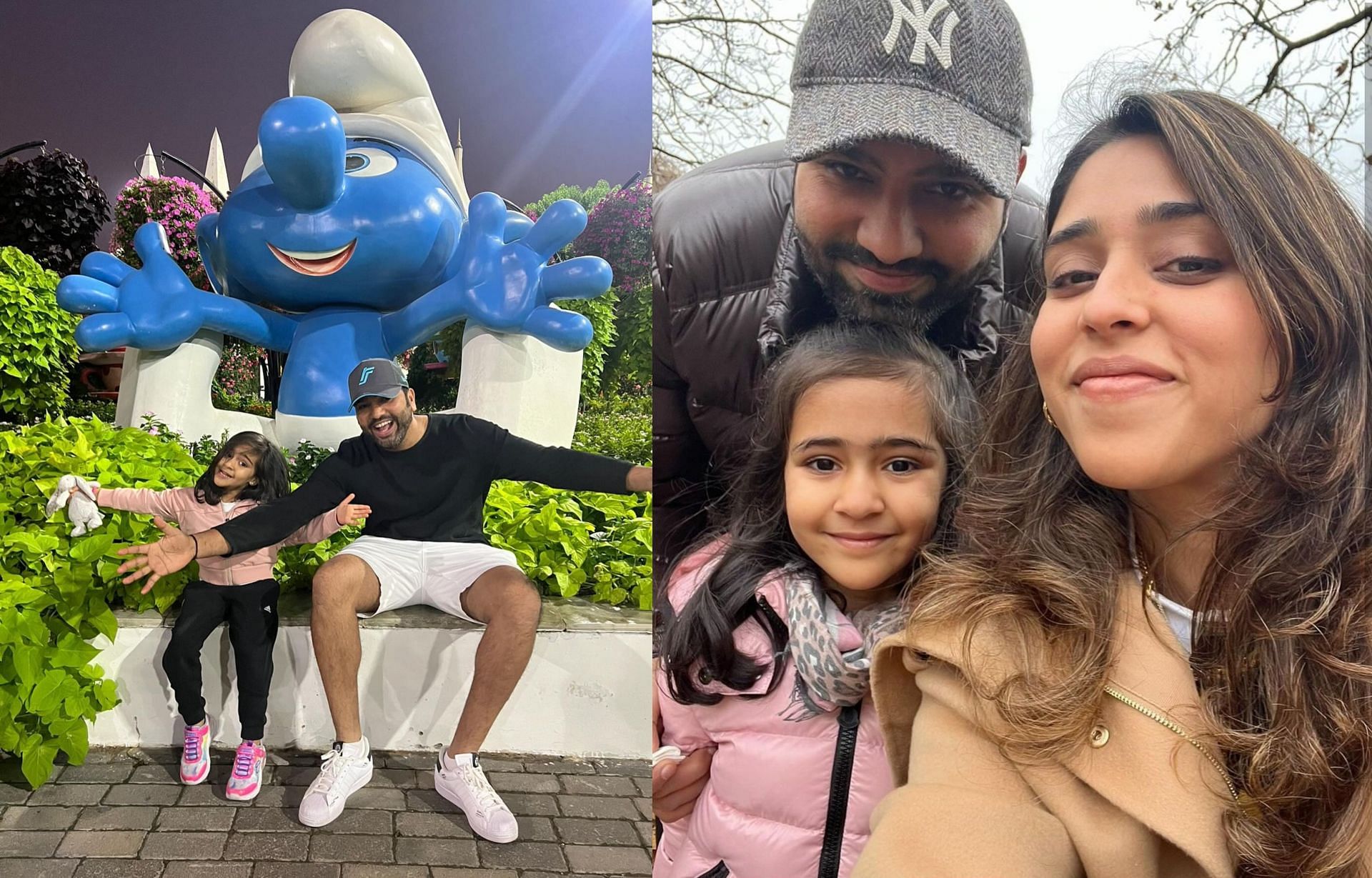 Rohit Sharma with his wife and daughter. 