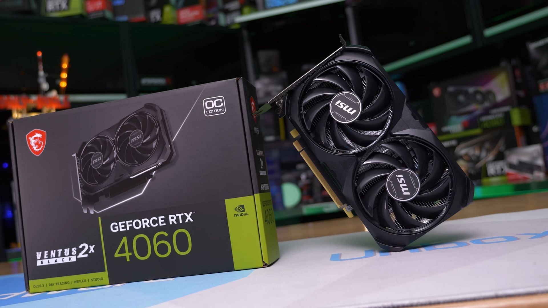 Picture of RTX 4060 GPU with its box package