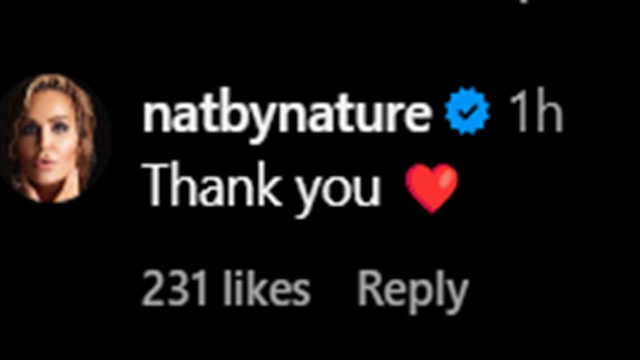 Screengrab of Natalya&#039;s message to The Rock (via The Rock&#039;s Instagram)