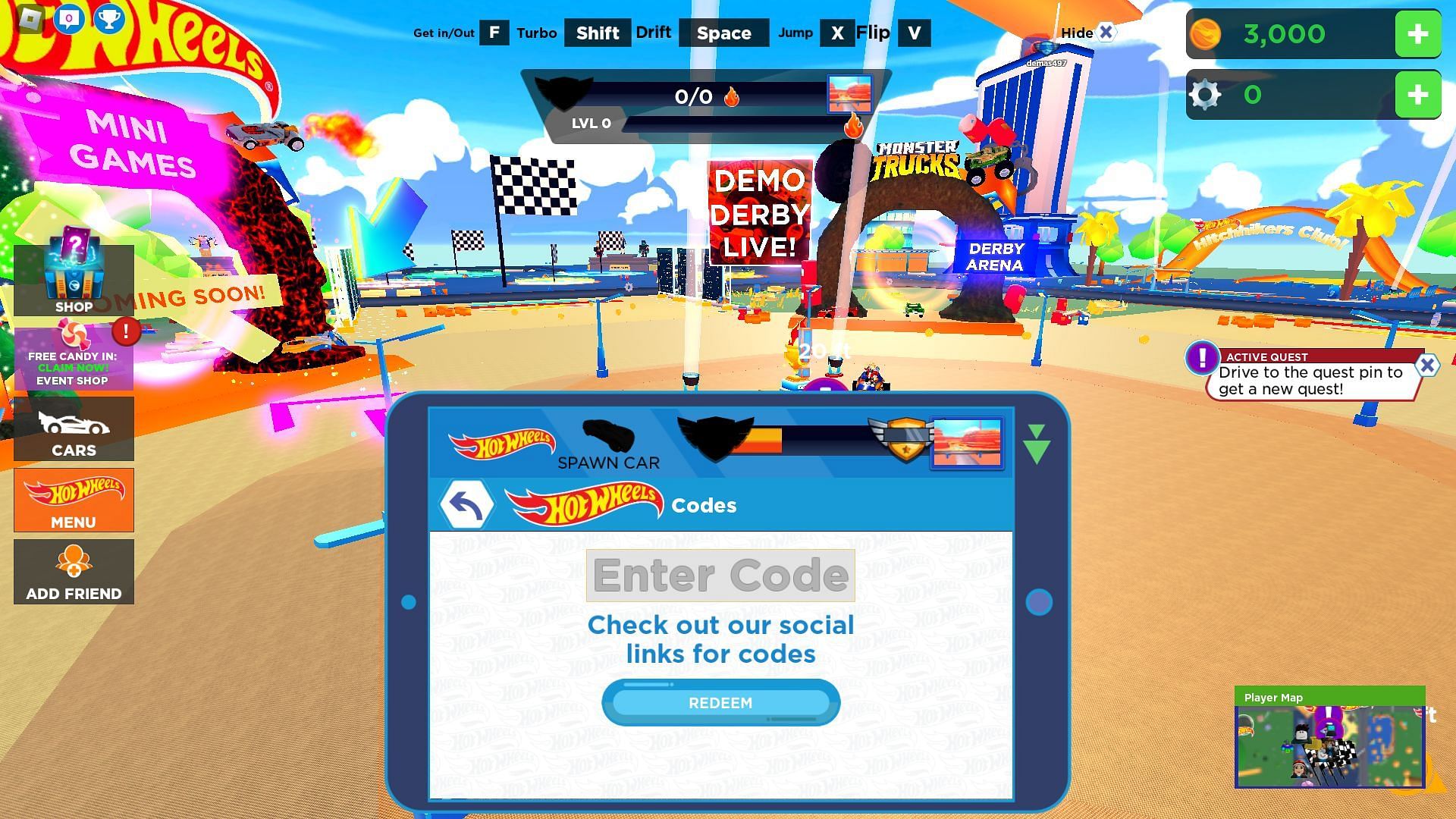 Active codes for Hot Wheels Open World (Image via Roblox)
