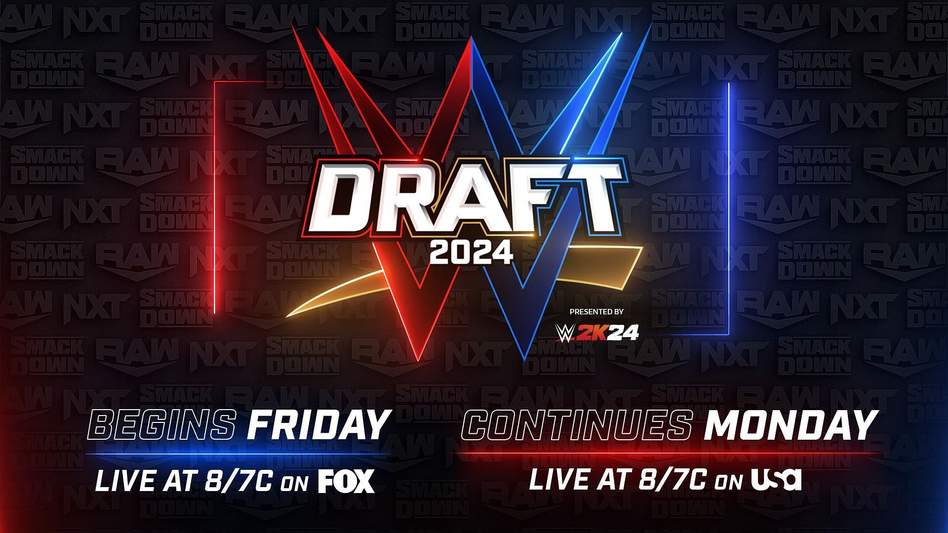 The official promotional banner for the 2024 WWE Draft