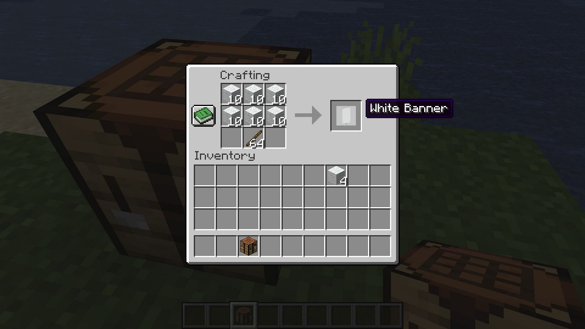 The banner&#039;s crafting recipe is thankfully quite cheap (Image via Mojang Studios)