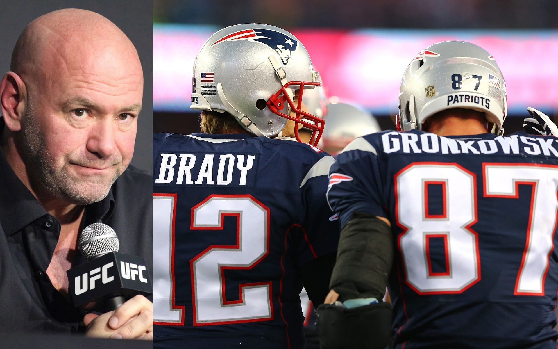 Dana White (left) almost orchestrated a deal to bring Tom Brady and Rob Gronkowski (right) to the Raiders. [via Getty Images]