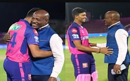 [WATCH] Yashasvi Jaiswal runs towards Brian Lara and hugs West Indies legend after match-winning century against MI in IPL 2024