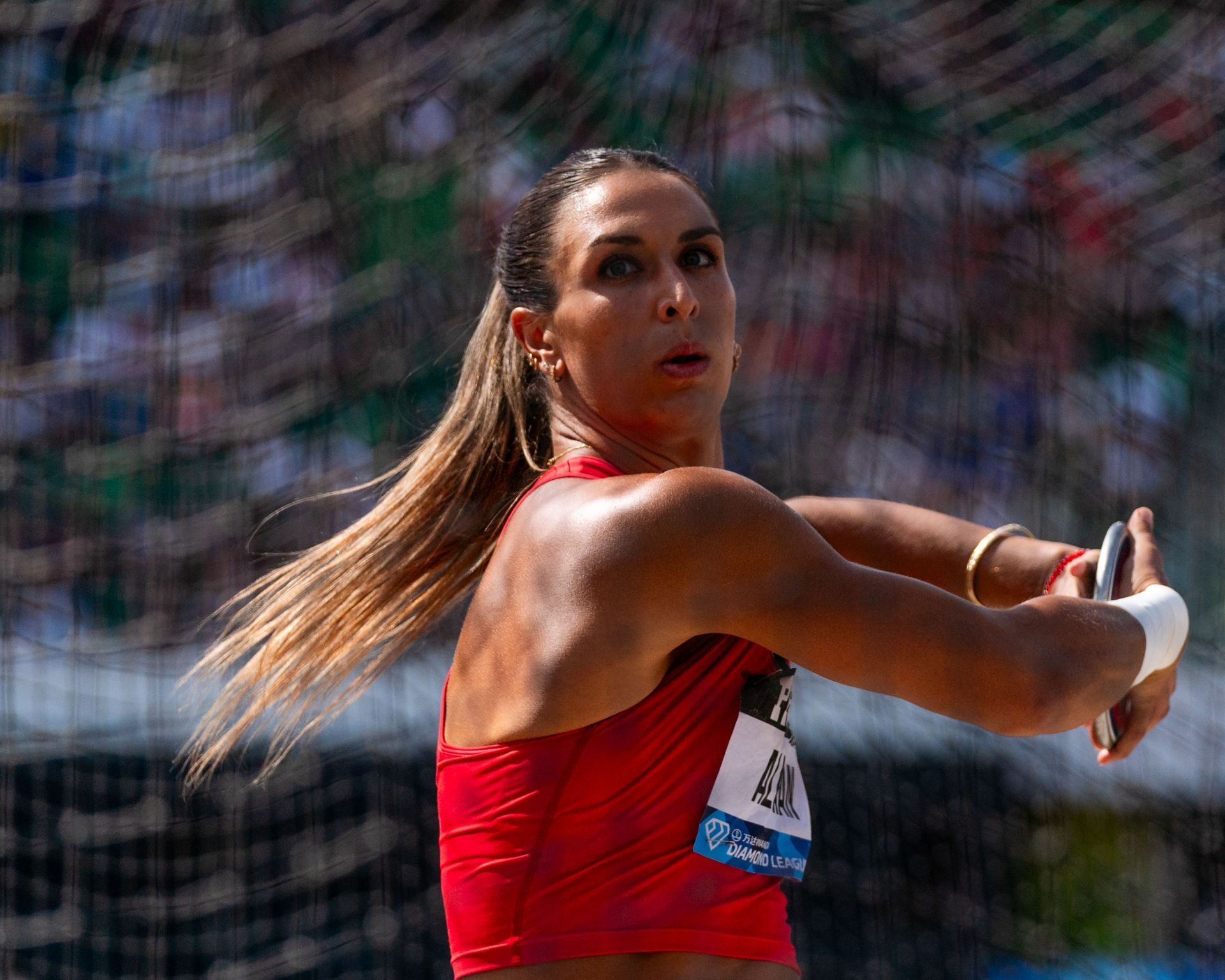 Valarie Allman won the women&#039;s discus throw at the Xiamen Diamond League 2024 (Photo by Ali Gradischer/Getty Images)