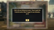 The "Failed to link Bethesda account" error in Fallout 76 (Image via Bethesda Game Studios)