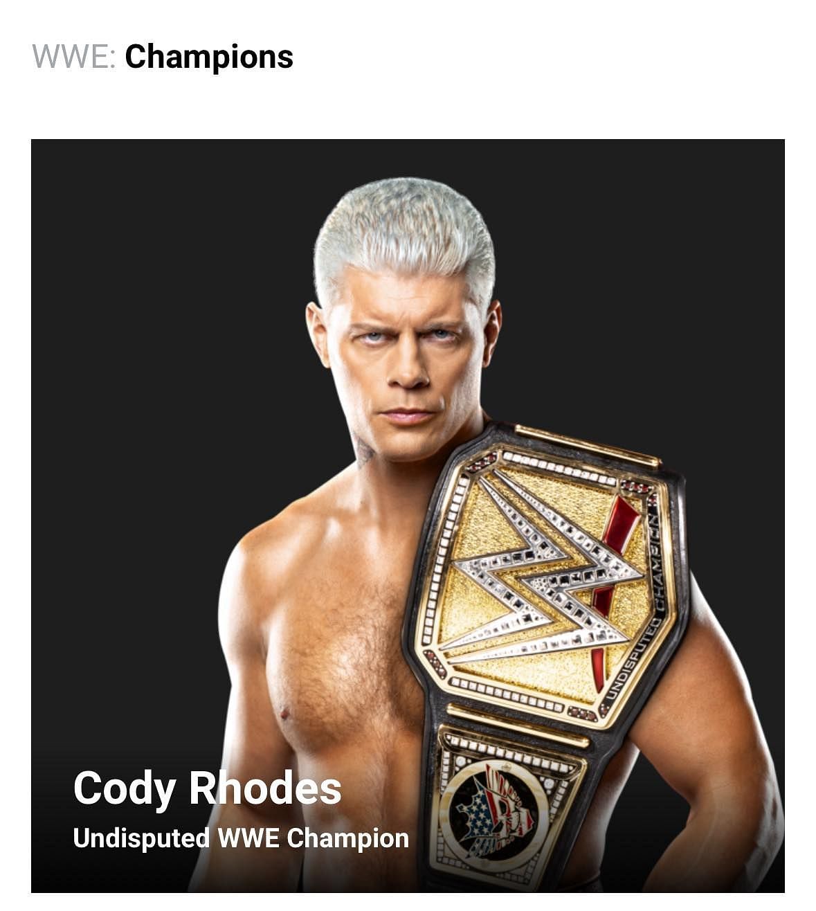 Cody Rhodes is the new Undisputed WWE Champion (photo: WWE.com)