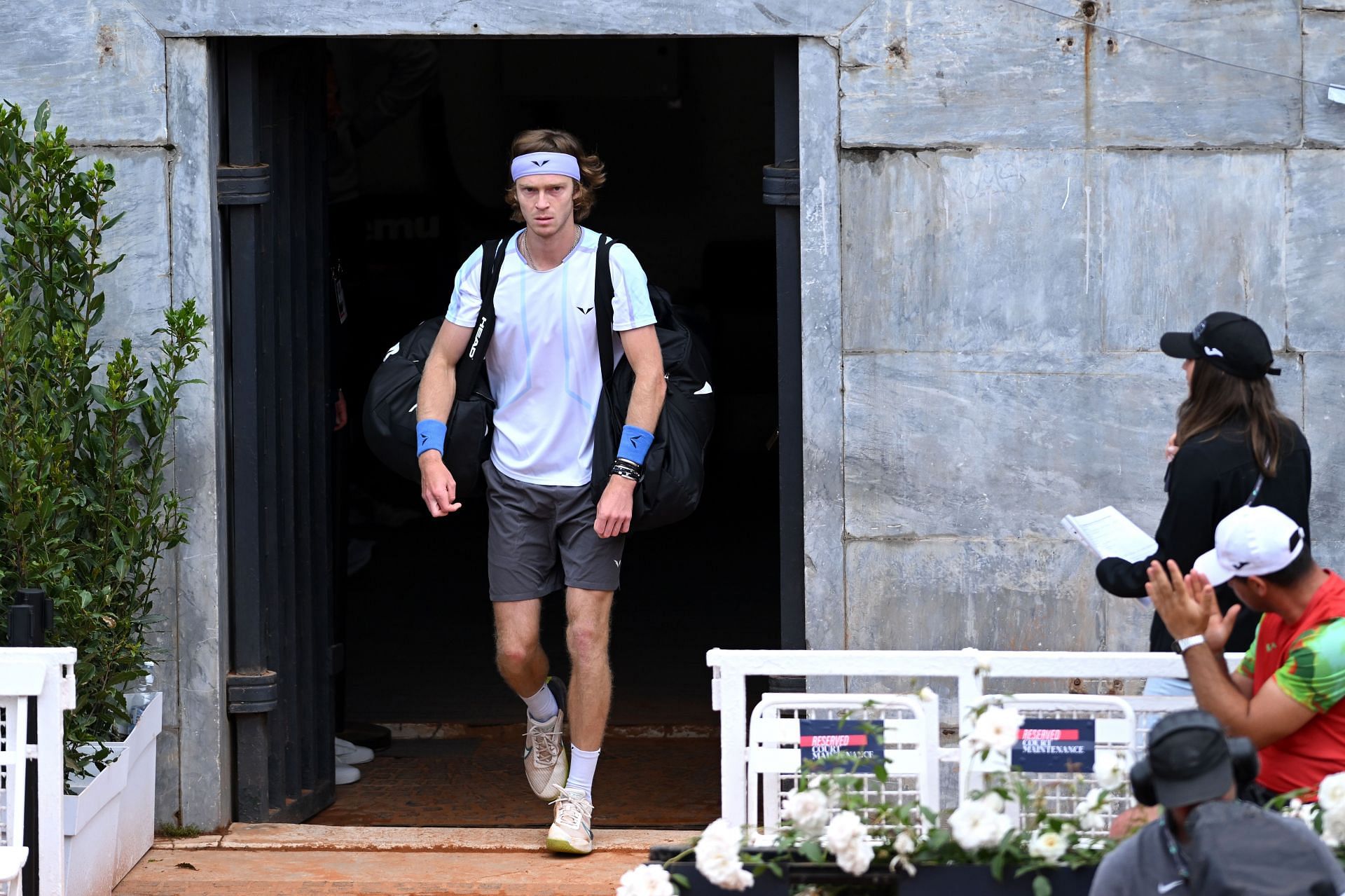Andrey Rublev makes his way to the court at the Internazionali BNL D&#039;Italia 2023 -