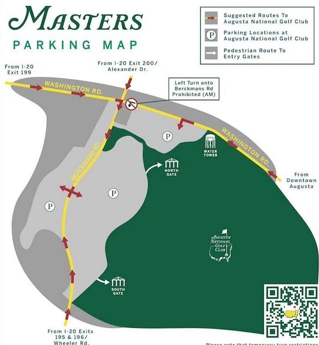 Directions for the 2024 Masters Tournament : Parking Map for the 2024 ...