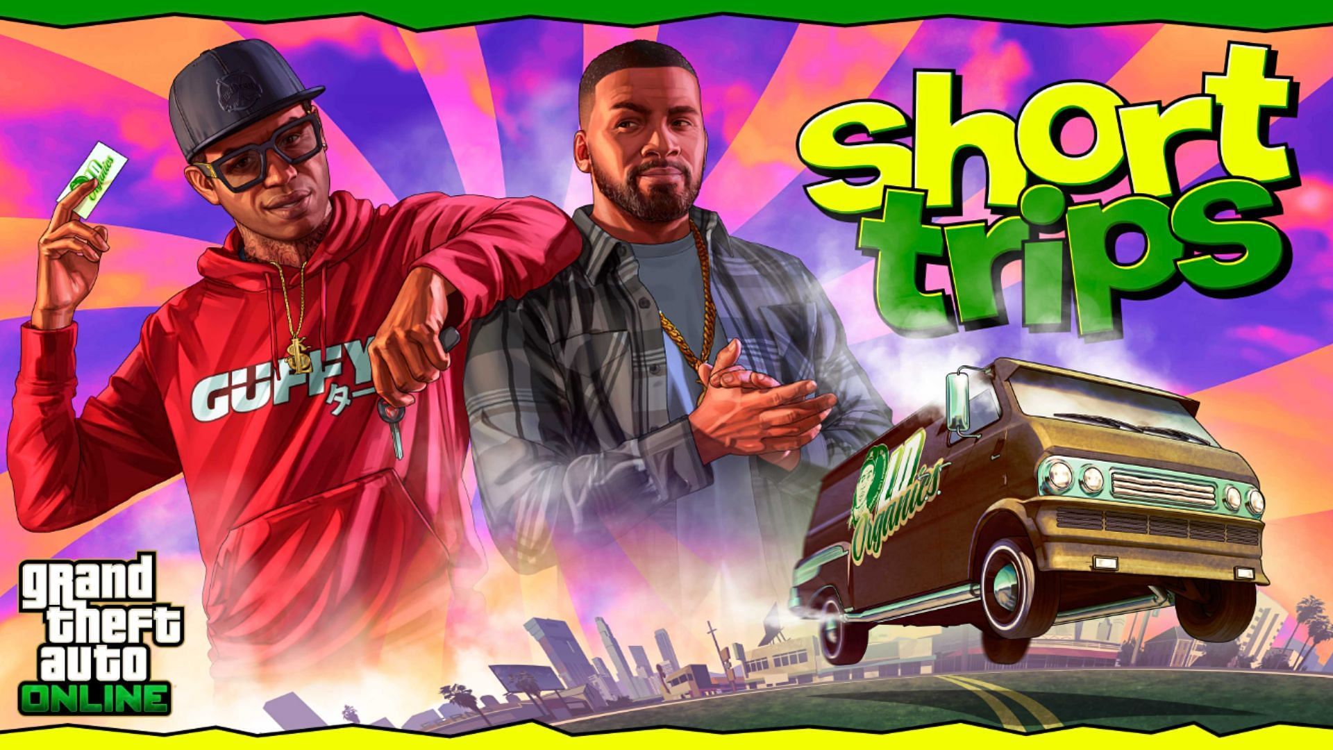 The official poster for the Short Trips series in Grand Theft Auto Online (Image via Rockstar Games)