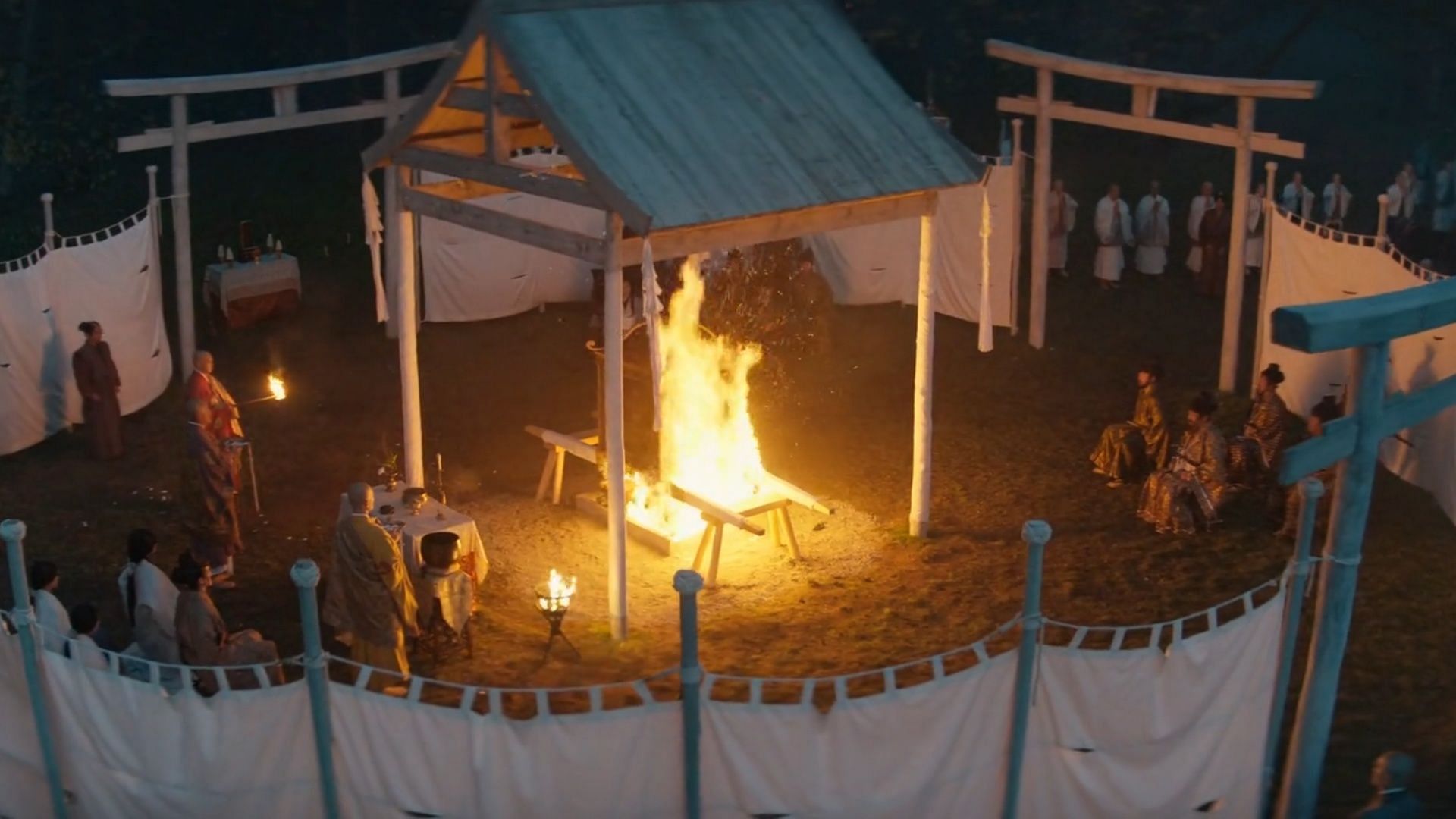 Nagakado&#039;s funeral, as seen in Shōgun episode 8 (Image via FX)