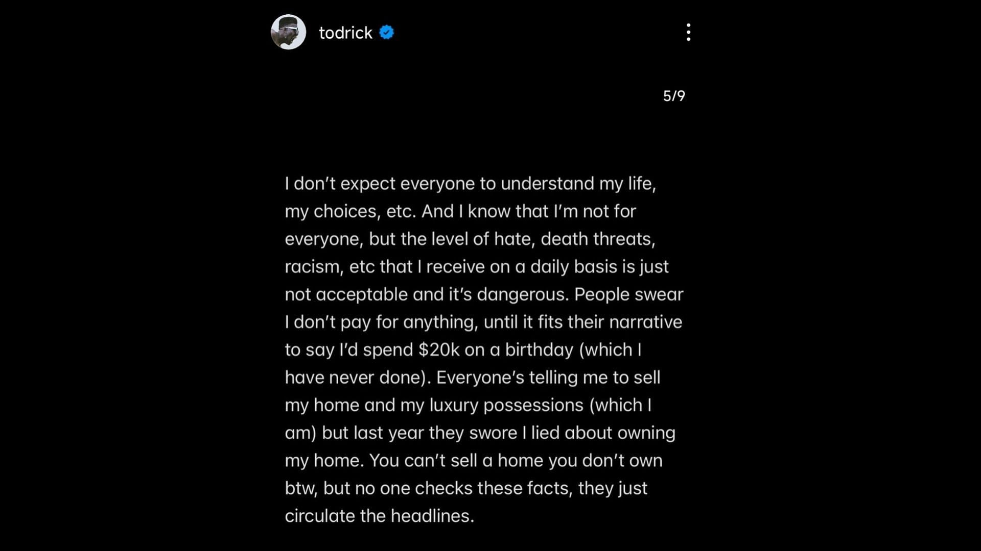 Rapper Todrick Hall took to Instagram to address backlash, (Image via Todrick Hall/Instagram)