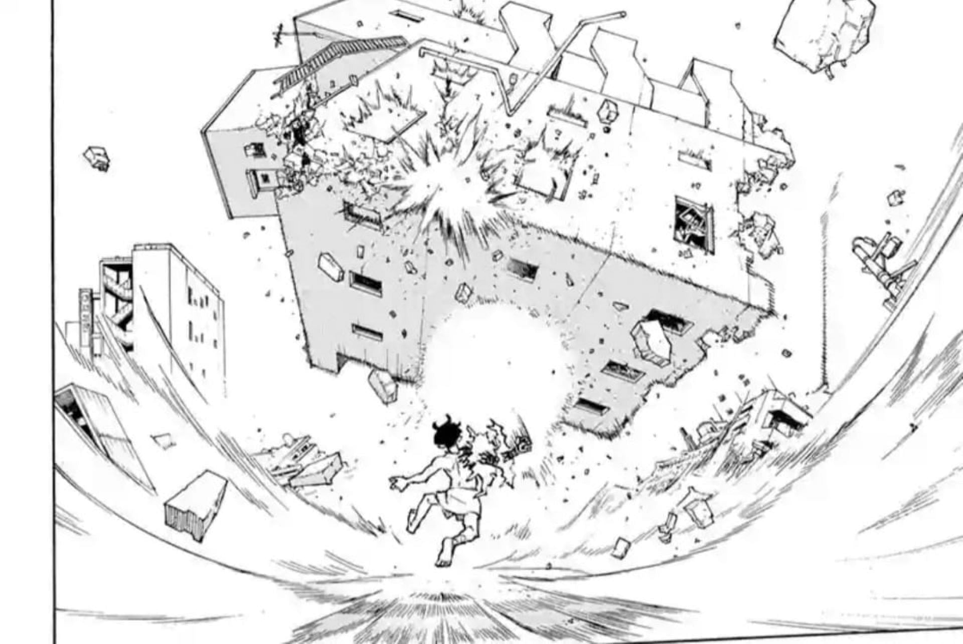 Hibaru punches the building in the chapter (Image via Ken Wakui/Shueisha)