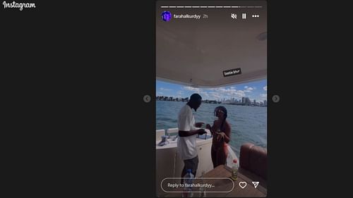 Nubin and his girlfriend, Farah Alkurdy, are enjoying a boat day.