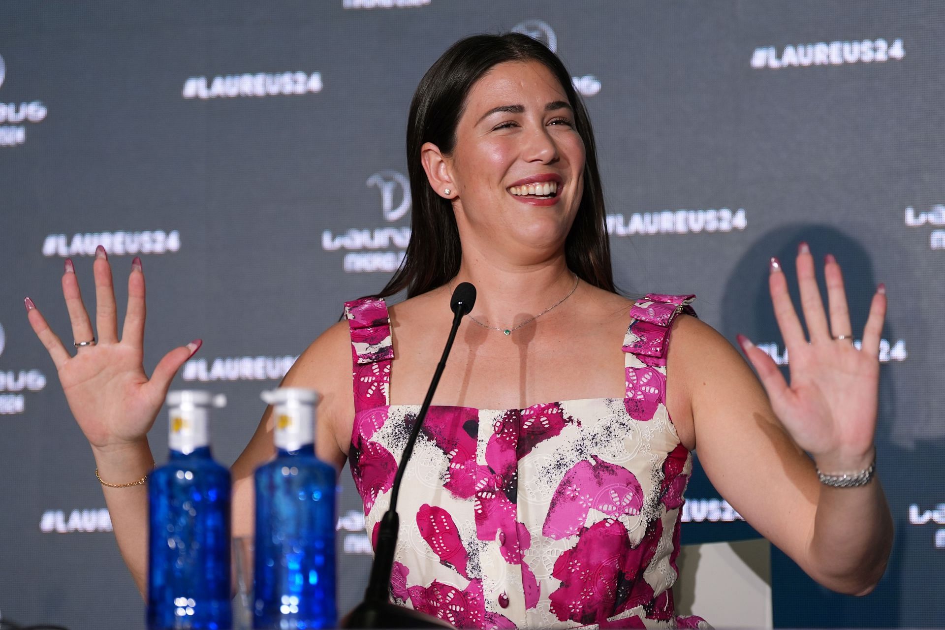 Garbine Muguruza in a press conference ahead of the 2024 Laureus World Sports Awards