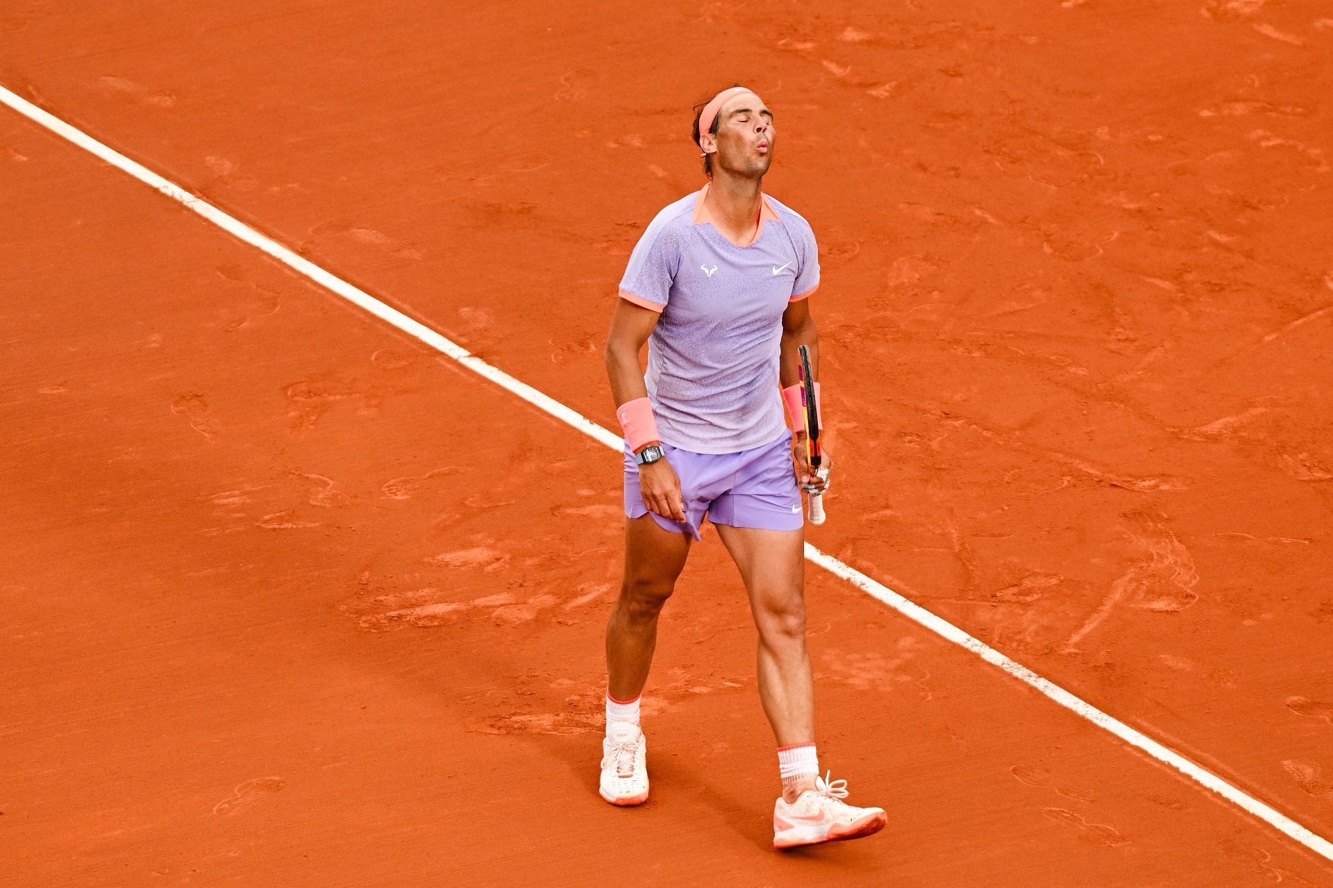 Nadal reacts after his defeat at the 2024 Barcelona Open